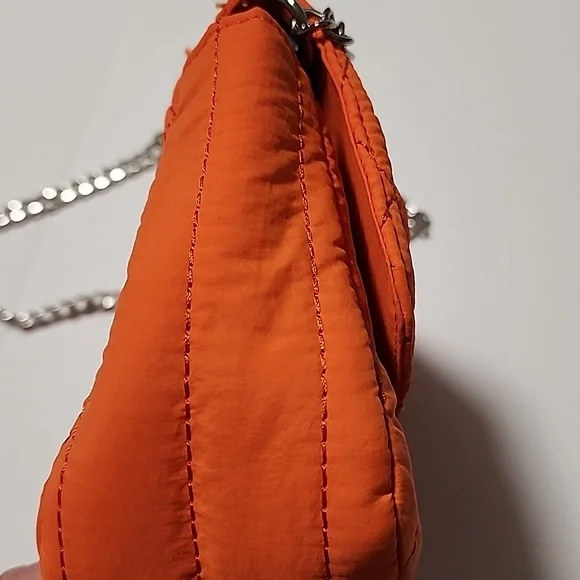Orange Quilted Chain Crossbody Bag - Picture 10 of 14